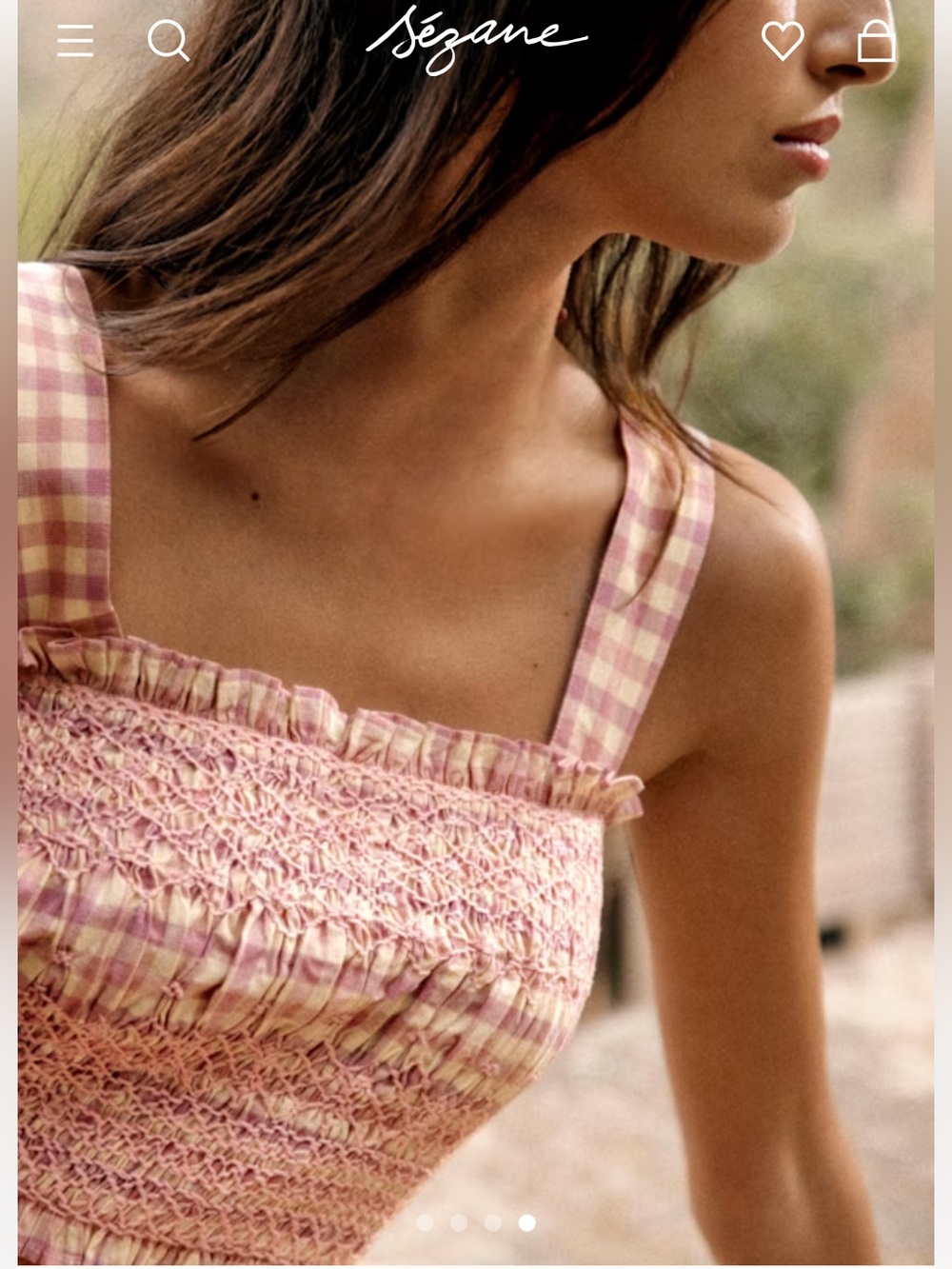 👒Sezane Elota Top and Sakura Skirt Set Pink Gingham Smocked Top and skirt - Picture 9 of 16